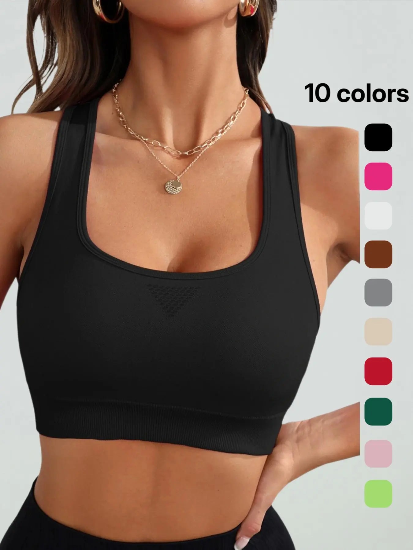 Women'S Solid Sports Vest, Sporty High-Stretch Detachable Pad Crop Tank Top, Women'S Sport & Outdoor Clothing for Summer, Sports Top for Yoga Gym Fitness, Yoga Workout Vest, Sports Singlet