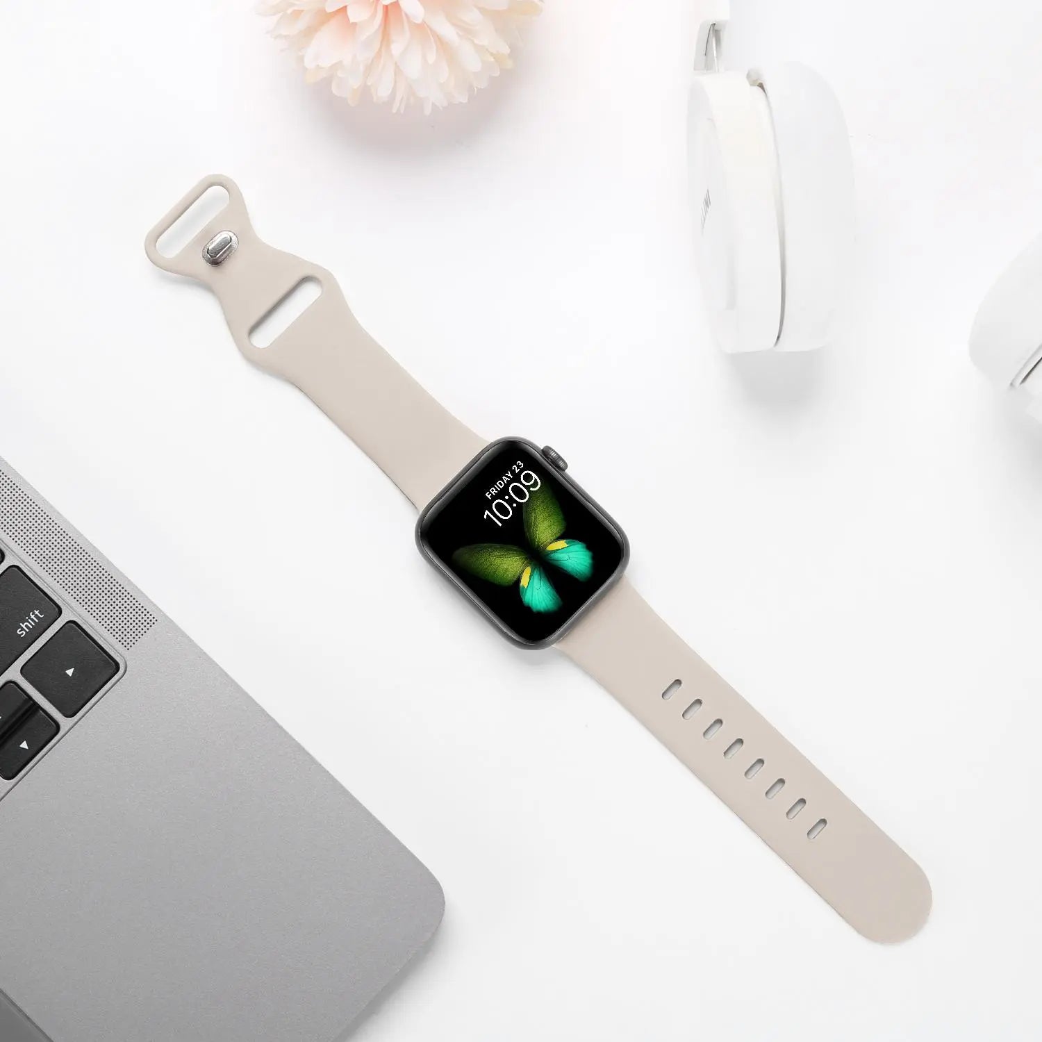 Adjustable Waterproof Silicone Watch Band (Band Only), Soft & Comfortable Wristband for Apple Watch, Smartwatch Accessories, Watch Straps