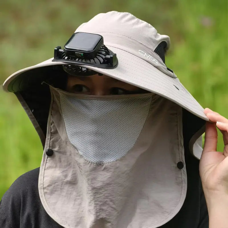 Cooling Fan Sun Hat with Face Shield, Windproof Lightweight Outdoor Cap, Ultimate Summer Heat Relief Accessory, Versatile Protection for All Outdoor Activities