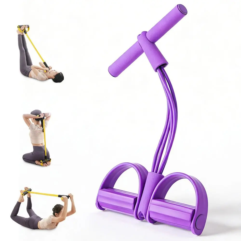 Portable Pedal Resistance Band System – Full Body Toning for Abs, Legs & Arms, Easy Home Gym & Pilates Workout Tool