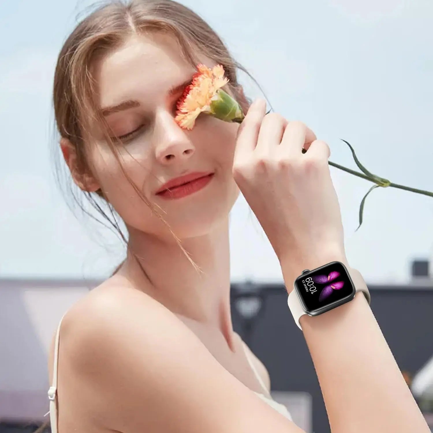 Adjustable Waterproof Silicone Watch Band (Band Only), Soft & Comfortable Wristband for Apple Watch, Smartwatch Accessories, Watch Straps